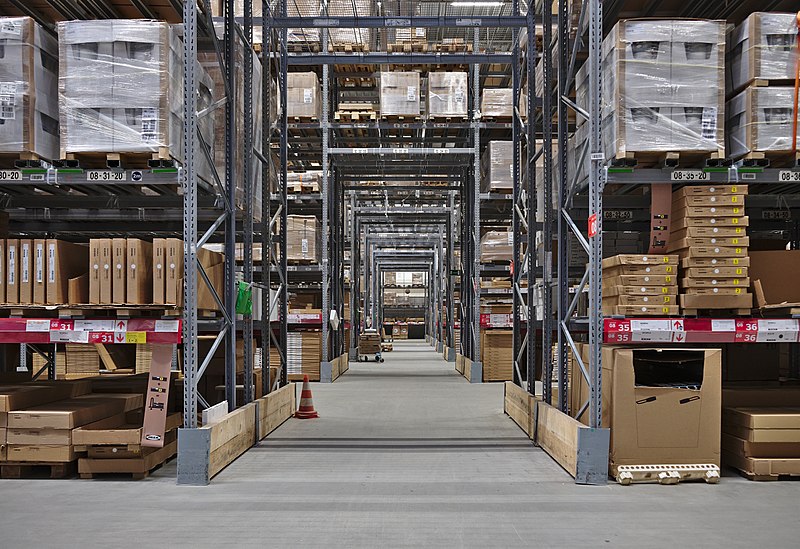 Auto parts warehouse with organized inventory